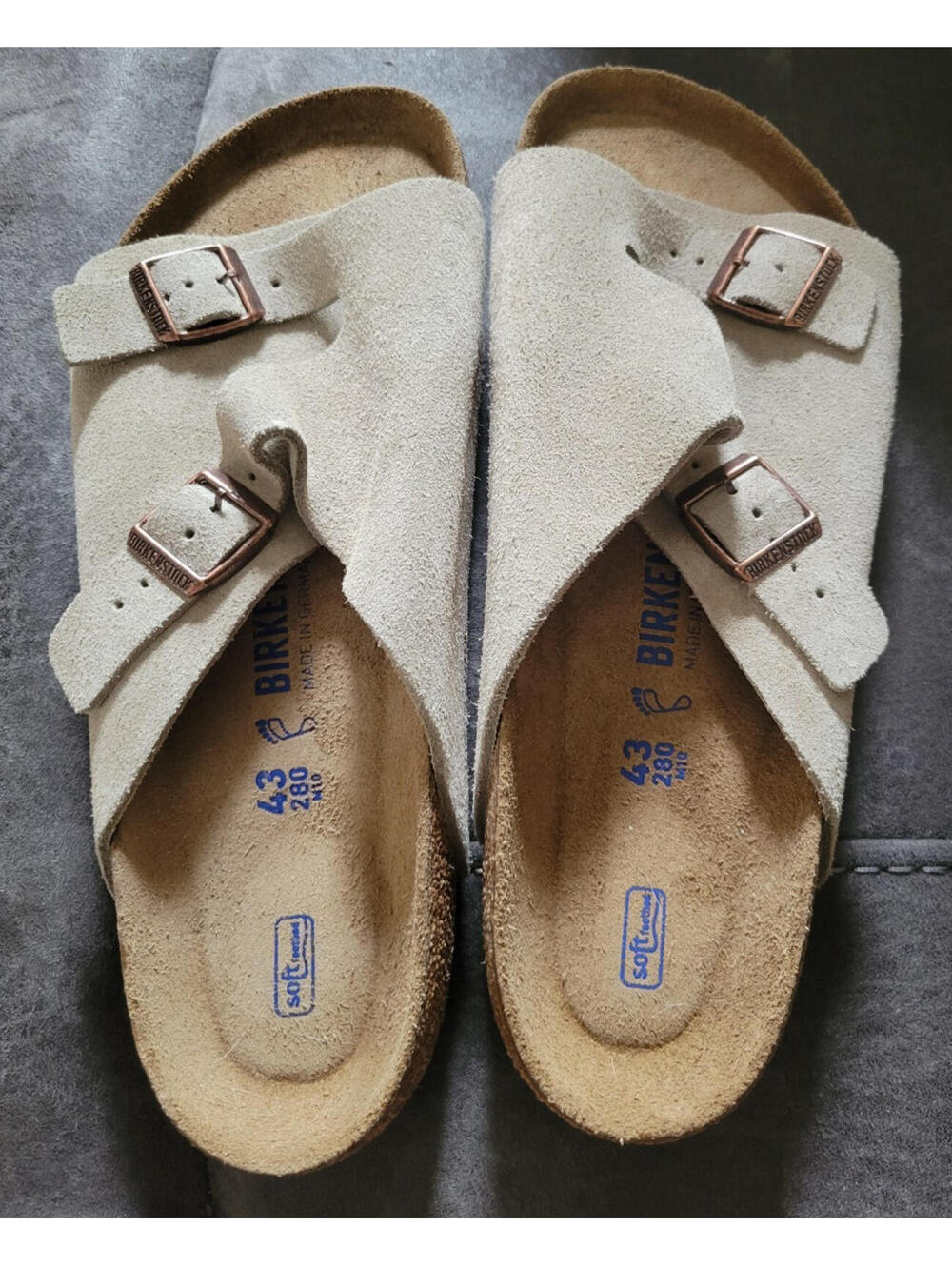 Birkenstock Zurich Slides Men’s 43 Tan Suede Leather Shoes NWOT